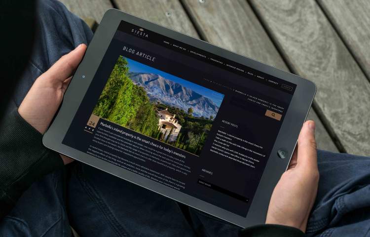 Siesta Homes tablet website overview