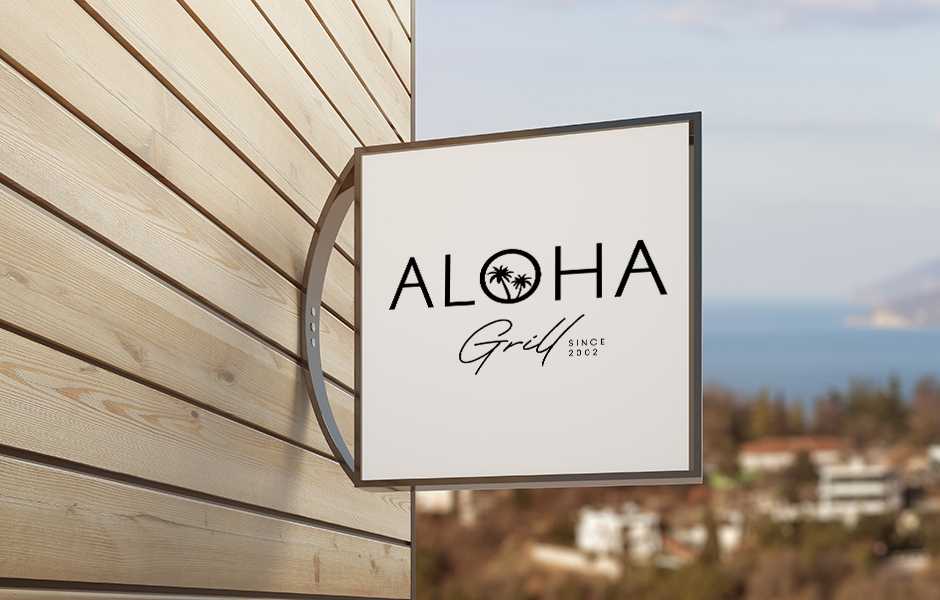 Aloha Grill logo on sign