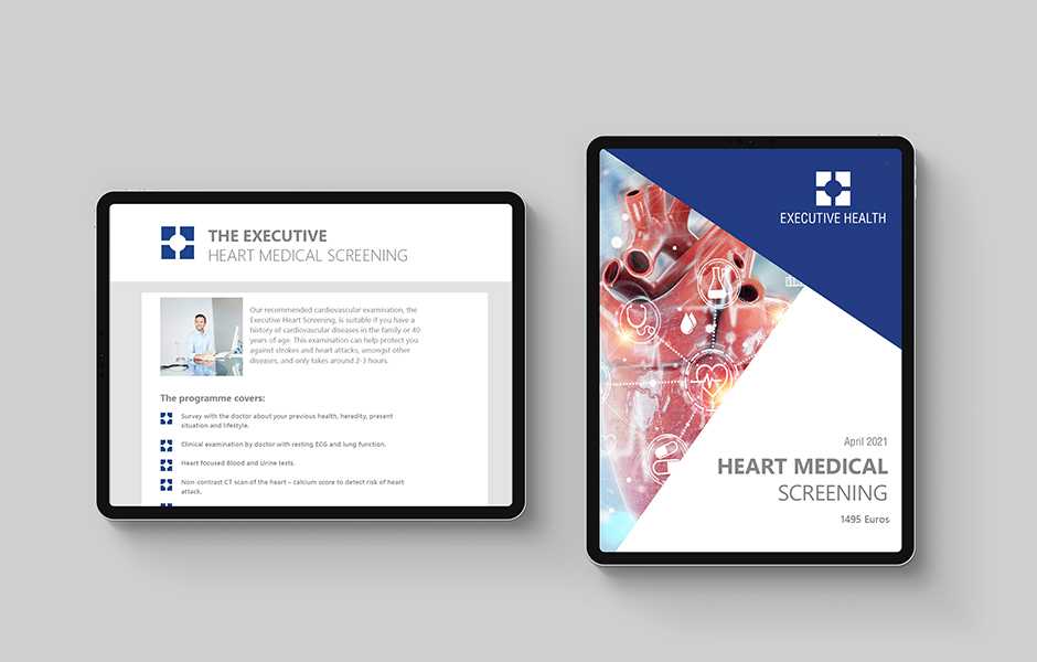 Executive Health tablet website overview