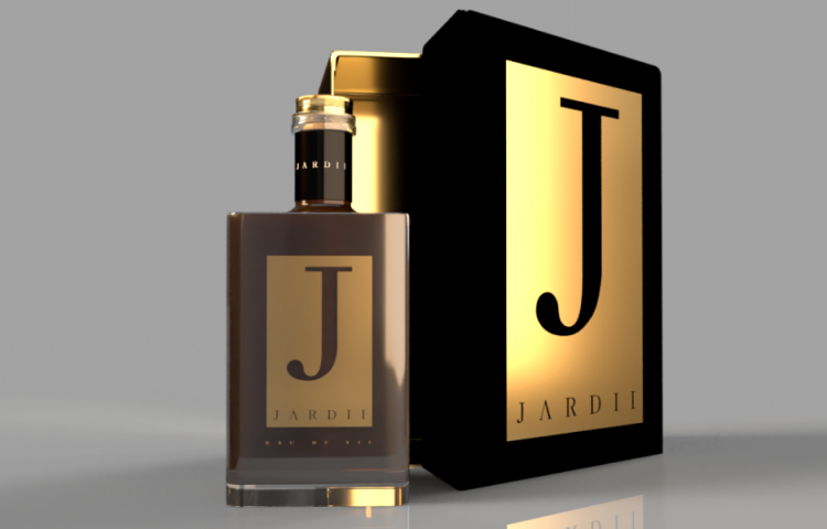 Jardii bottle in a dark box