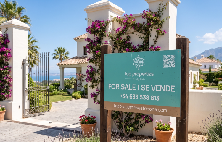 Sale sign Top Properties Estepona - Redline Company